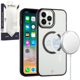 Metkase Magnetic Circle Ring Transparent Premium Acrylic Case for iPhone 12 & iPhone 12 Pro - Black