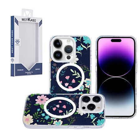 Metkase Imd Design Pattern [Magnetic Circle] Case for iPhone 12 & iPhone 12 Pro - Galaxy Floral