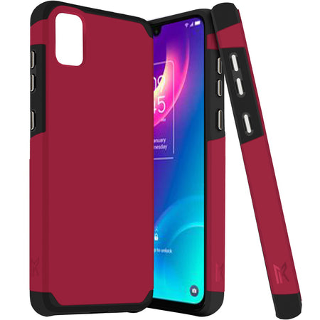 MetKase Tough Strong Slim Dual-Layer Shockproof Hybrid Case Cover For TCL 30 Z - Virtual Pink