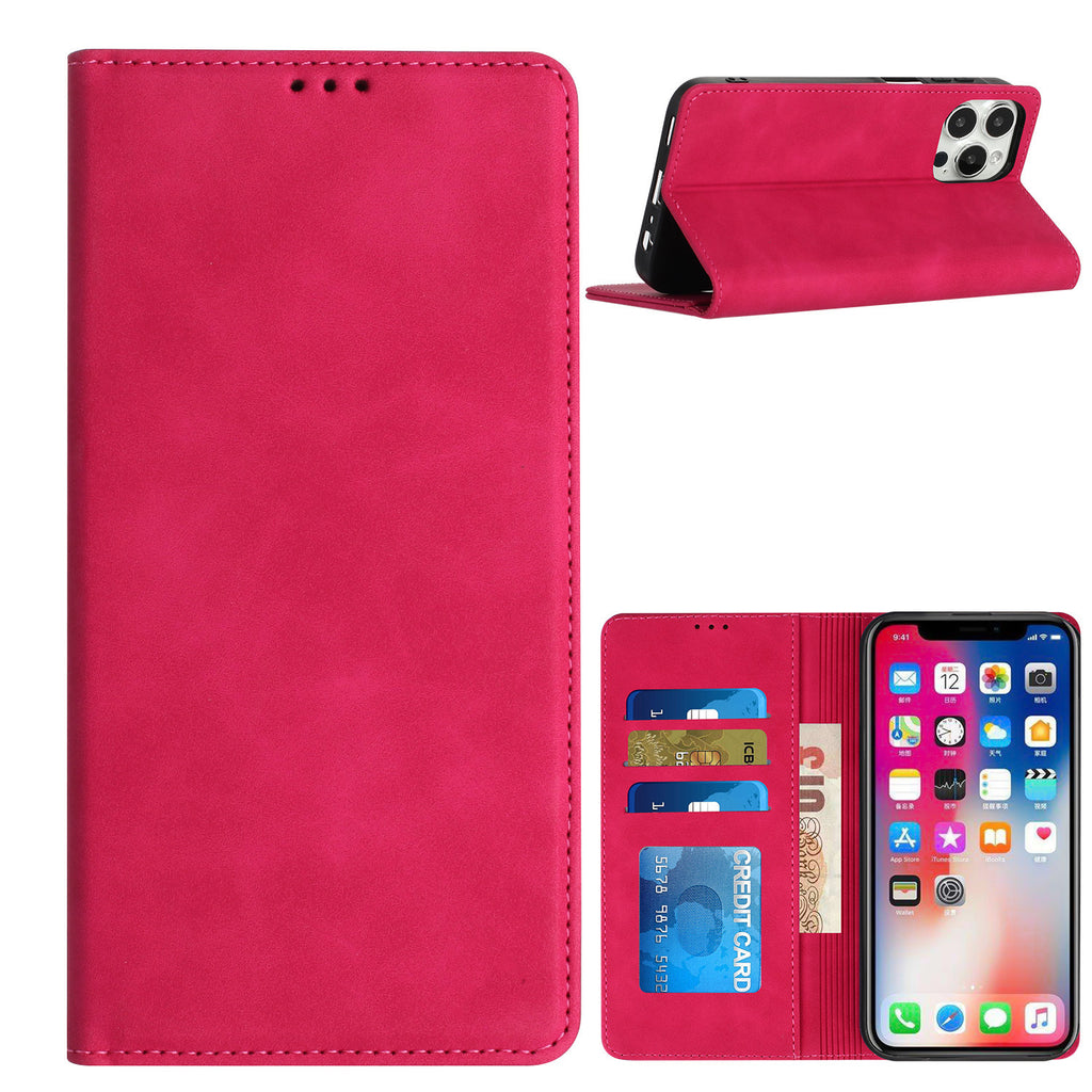 Metkase Luxury Wallet Card Id Zipper Money Holder Case Cover In Premium Slide-Out Package For Samsung A15 5G - Hot Pink