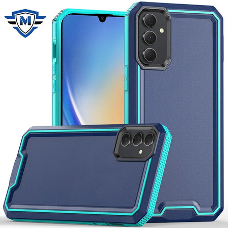 Metkase Rank Tough Strong Modern Fused Hybrid Case Cover In Premium Slide-Out Package For Samsung A15 5G - Blue