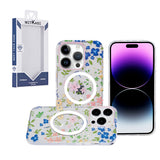 Metkase Imd Design Pattern [Magnetic Circle] Premium Case For iPhone 15 - Multicolor Floral