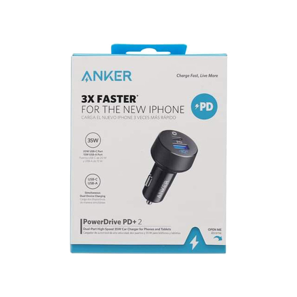 Anker Powerdrive PD+ 2 35W Vehicle Charger -Fast Charging with Power IQ Technology - Black