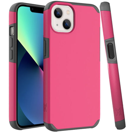 Metkase Premium Minimalistic Slim Tough Shockproof Hybrid Case For iPhone 13 - Virtual Pink