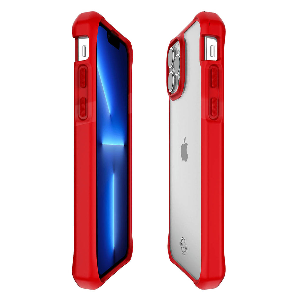 ITSKINS Hybrid Solid Case For iPhone 13 Pro Max / 12 Pro Max - Antimicrobial - Red/Transparent