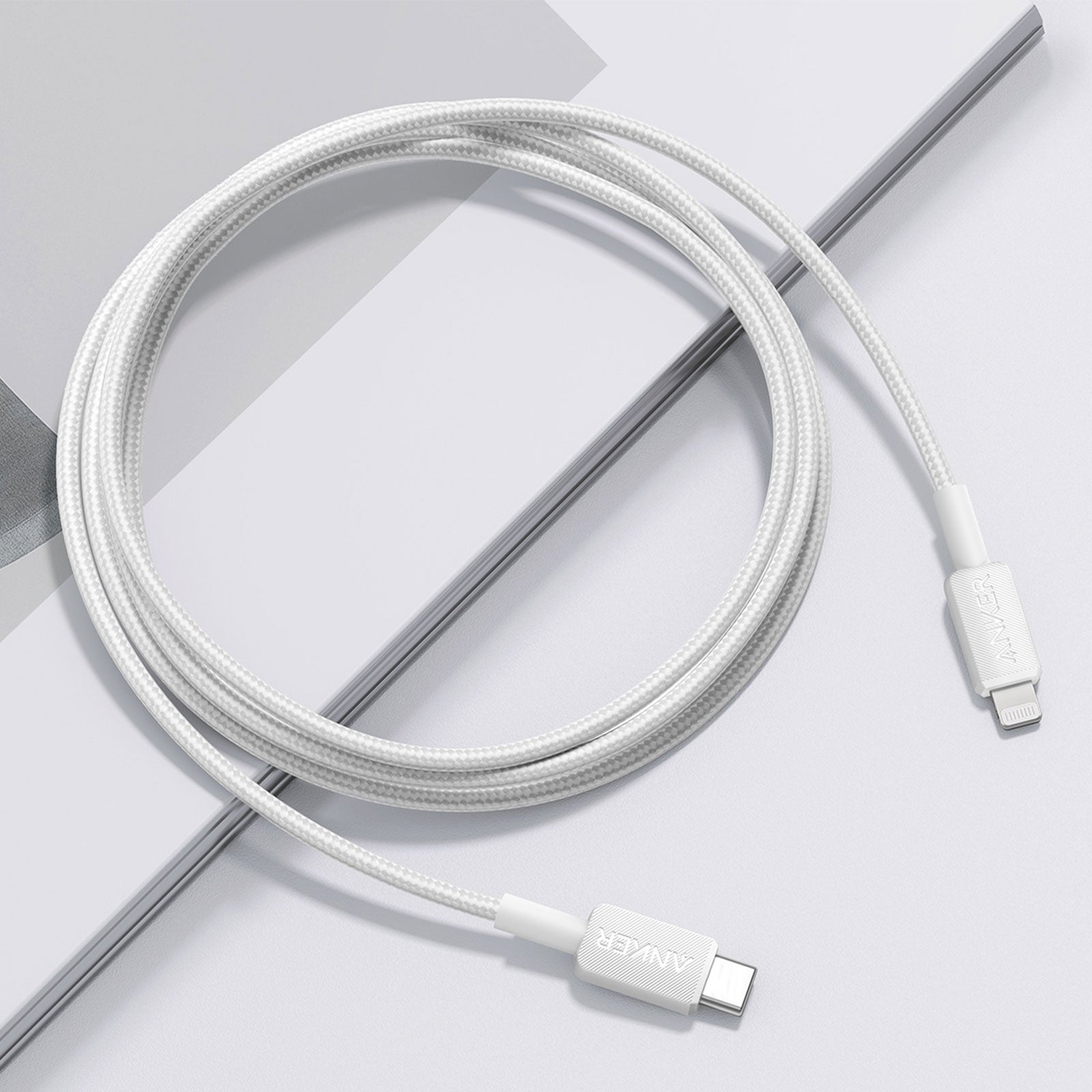 Anker 322 Braided USB-C To Lightning 6' Cable - White