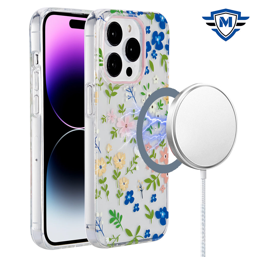 Metkase Double Protection Imd Design Pattern [Magnetic Circle] Premium Case For iPhone 12 & iPhone 12 Pro - Multicolor Floral