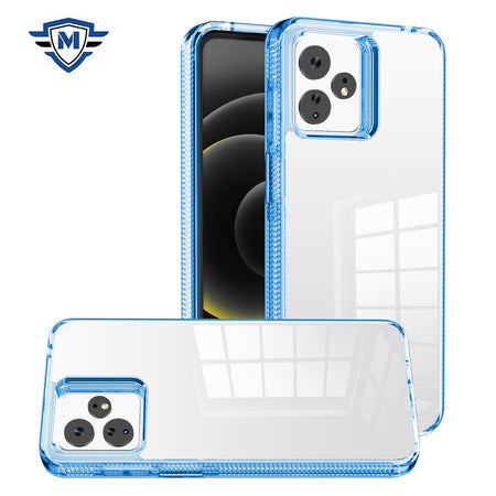 Metkase Dotted Edged Line Transparent High Quality Hybrid Case In Slide-Out Package For Celero 3 Plus - Clear/Light Blue