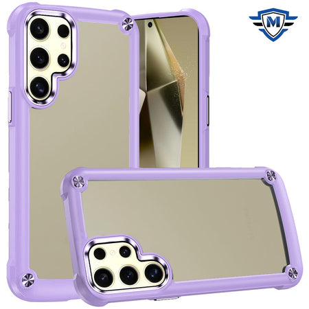Metkase Ultimate Casex Transparent Hybrid Case With Metal Buttons And Camera Edges In Premium Slide-Out Package For Samsung Galaxy S24 Plus - Light Purple