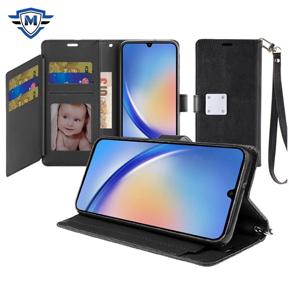 Metkase Wallet ID Card Holder Case For Samsung A15 5G - Black
