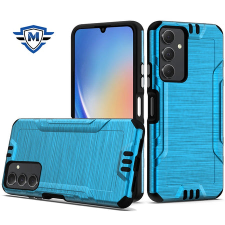 Metkase Strong Tough Metallic Design Hybrid In Premium Slide-Out Package For Samsung A15 5G - Blue