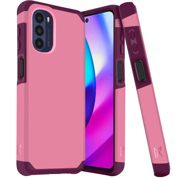 MetKase Tough Strong Slim Dual-Layer Shockproof Hybrid Case Cover For Moto G 5G 2022 - Fruity Wine
