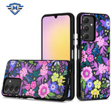 Metkase Strong Tough Metallic Design Hybrid Case In Premium Slide-Out Package For Samsung A25 5G - Colorful Flower Arrangement